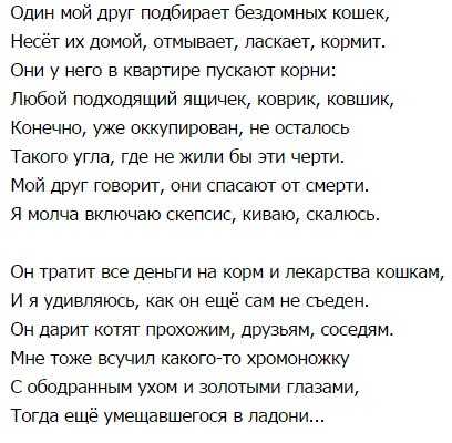 Новые стихи из раздела Бездомные животные